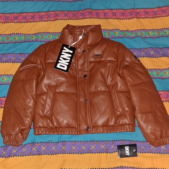 New $130 DKNY Jacket Coat Faux Leather
